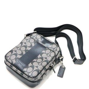 Coach Signature Heritage Stripe Shoulder Messenger Flight Bag F70589 Black